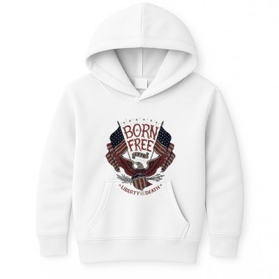 Born Free Eagle American Flag 1776 4th Of July Usa Kids Hoodie