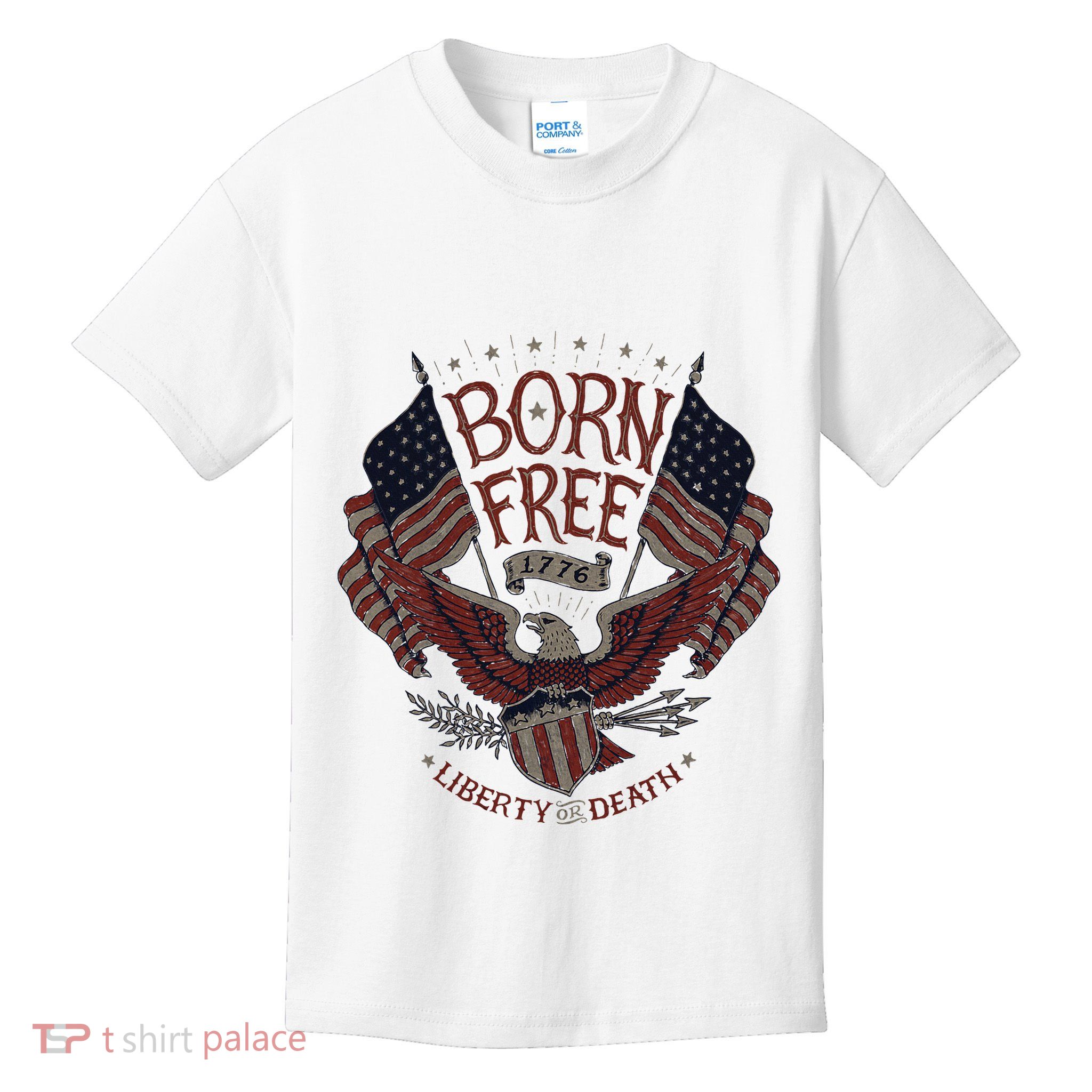 Born Free Eagle American Flag 1776 4th Of July Usa Kids T-Shirt