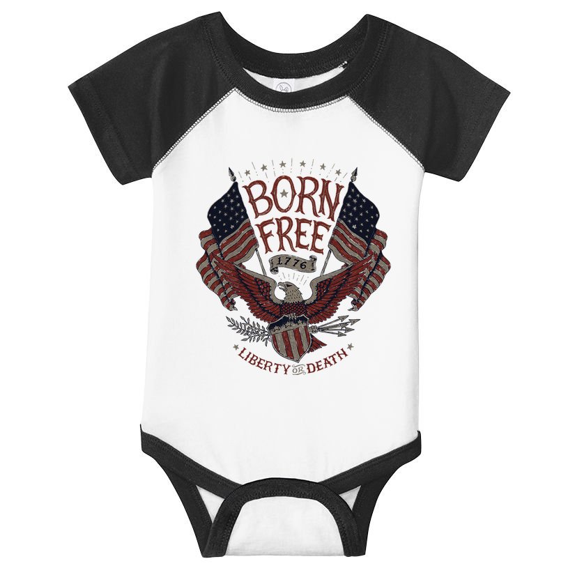 Born Free Eagle American Flag 1776 4th Of July Usa Infant Baby Jersey Bodysuit