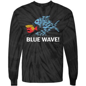 Big Fish Eat Little Fish Trump Blue Wave 2024 Tie-Dye Long Sleeve Shirt