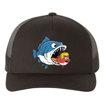 Big Fish Eat Little Fish Trump Hair Blue Wave Yupoong Adult 5-Panel Trucker Hat