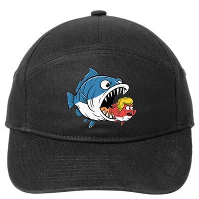 Big Fish Eat Little Fish Trump Hair Blue Wave 7-Panel Snapback Hat