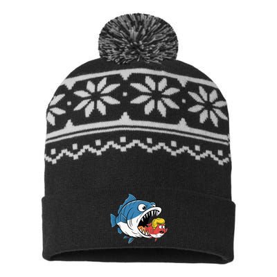 Big Fish Eat Little Fish Trump Hair Blue Wave USA-Made Snowflake Beanie