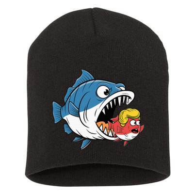 Big Fish Eat Little Fish Trump Hair Blue Wave Short Acrylic Beanie