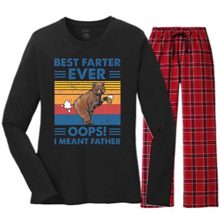 Best Farter Ever Oops I Meant Father Fathers Day Women's Long Sleeve Flannel Pajama Set 