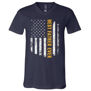 Best Father Ever American Flag Fathers Day V-Neck T-Shirt