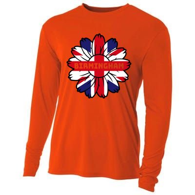 British Flag England Uk Sunflower Birmingham Union Jack Meaningful Gift Cooling Performance Long Sleeve Crew