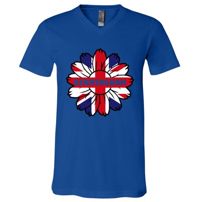 British Flag England Uk Sunflower Birmingham Union Jack Meaningful Gift V-Neck T-Shirt