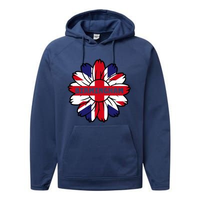 British Flag England Uk Sunflower Birmingham Union Jack Meaningful Gift Performance Fleece Hoodie