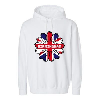 British Flag England Uk Sunflower Birmingham Union Jack Meaningful Gift Garment-Dyed Fleece Hoodie