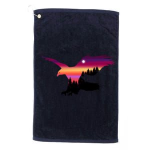 Beautiful Flying Eagle Surreal Sky Silhouette Hoodie Platinum Collection Golf Towel