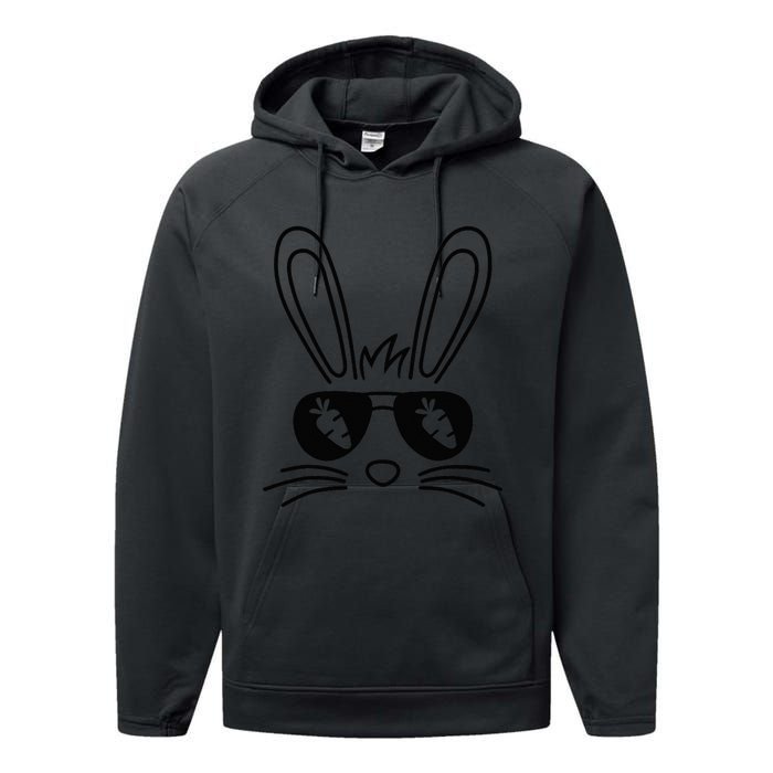 Bunny Face Easter Day Sunglasses Carrot Performance Fleece Hoodie