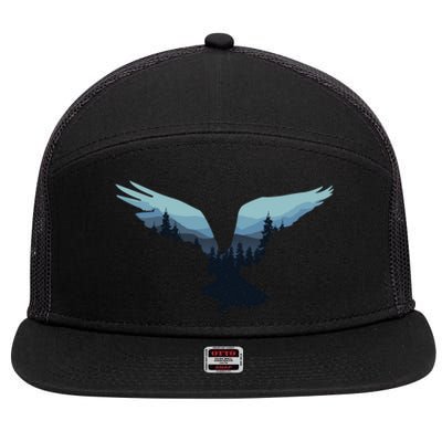 Beautiful Flying Eagle Night Sky Forest Bird Silhouette Cute Gift 7 Panel Mesh Trucker Snapback Hat