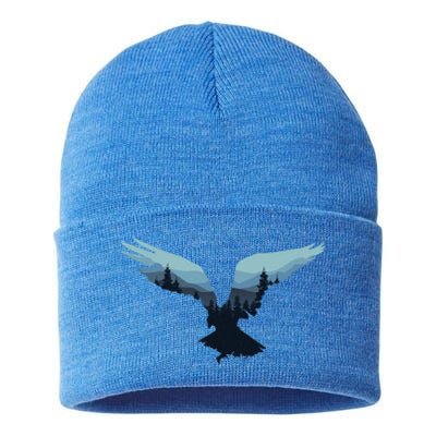 Beautiful Flying Eagle Night Sky Forest Bird Silhouette Cute Gift Sustainable Knit Beanie