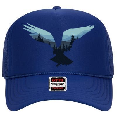 Beautiful Flying Eagle Night Sky Forest Bird Silhouette Cute Gift High Crown Mesh Back Trucker Hat