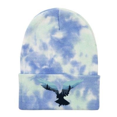 Beautiful Flying Eagle Night Sky Forest Bird Silhouette Cute Gift Tie Dye 12in Knit Beanie