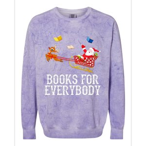 Books For Everybody Santa Christmas Book Lovers Book Readers Colorblast Crewneck Sweatshirt