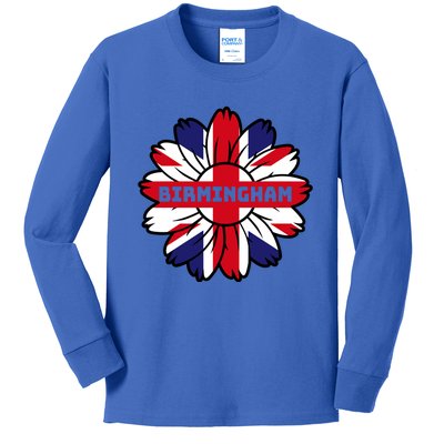 British Flag England Uk Sunflower Birmingham Union Jack Gift Kids Long Sleeve Shirt