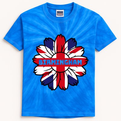 British Flag England Uk Sunflower Birmingham Union Jack Gift Kids Tie-Dye T-Shirt