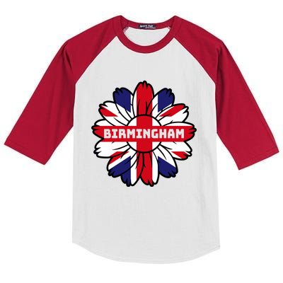 British Flag England Uk Sunflower Birmingham Union Jack Gift Kids Colorblock Raglan Jersey