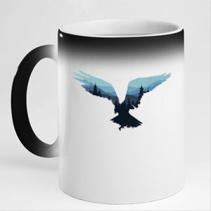 Beautiful Flying Eagle Night Sky Forest Bird Silhouette Gift 11oz Black Color Changing Mug