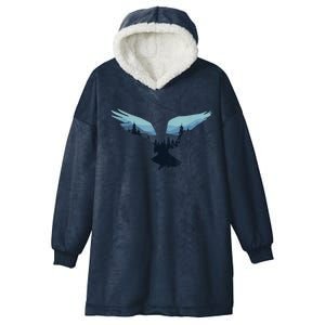 Beautiful Flying Eagle Night Sky Forest Bird Silhouette Gift Hooded Wearable Blanket