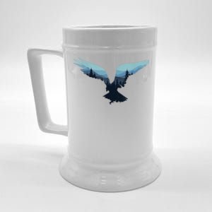 Beautiful Flying Eagle Night Sky Forest Bird Silhouette Gift Beer Stein