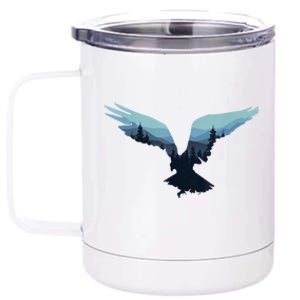 Beautiful Flying Eagle Night Sky Forest Bird Silhouette Gift 12 oz Stainless Steel Tumbler Cup