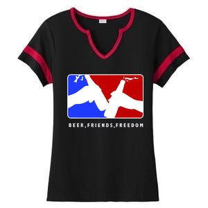 BFF Beer Friends Freedom Ladies Halftime Notch Neck Tee