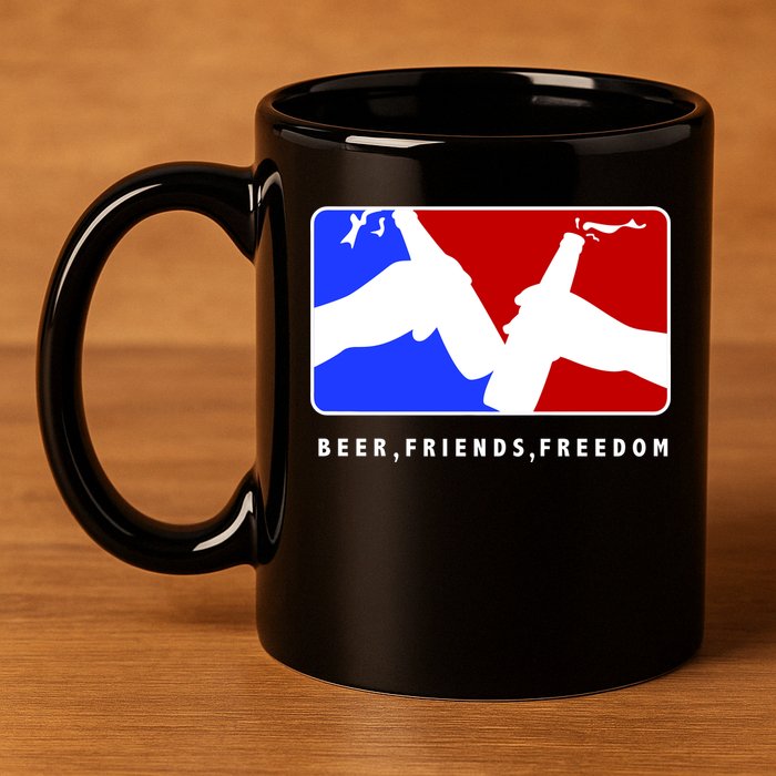 BFF Beer Friends Freedom 11oz C Handle Ceramic Mug