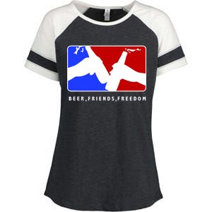 BFF Beer Friends Freedom Enza Ladies Jersey Colorblock Tee