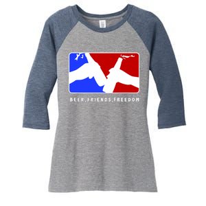 BFF Beer Friends Freedom Women's Tri-Blend 3/4-Sleeve Raglan Shirt