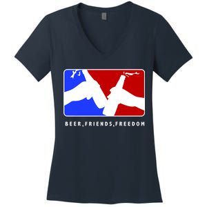 BFF Beer Friends Freedom Women's V-Neck T-Shirt