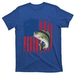 Bass Fish Fishing American Flag Dad Fishe Great Gift T-Shirt