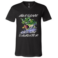 Bass Fishing FatherS Day Awesome Like My Daughter V-Neck T-Shirt