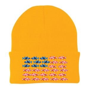 Bass Fishing Fish Lover American Flag Patriotic 4th Of July Cool Gift Knit Cap Winter Beanie