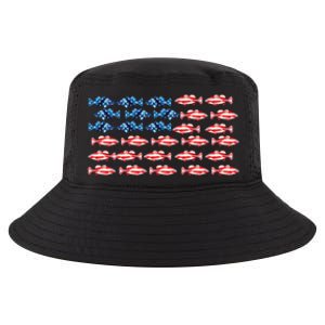 Bass Fishing Fish Lover American Flag Patriotic 4th Of July Cool Gift Cool Comfort Performance Bucket Hat