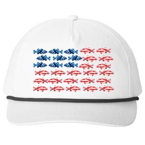 Bass Fishing Fish Lover American Flag Patriotic 4th Of July Cool Gift Snapback Five-Panel Rope Hat