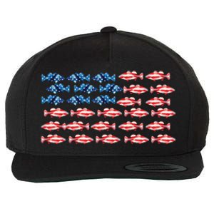 Bass Fishing Fish Lover American Flag Patriotic 4th Of July Cool Gift Wool Snapback Cap