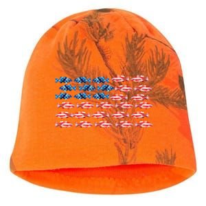 Bass Fishing Fish Lover American Flag Patriotic 4th Of July Cool Gift Kati - Camo Knit Beanie