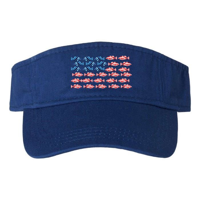 Bass Fishing Fish Lover American Flag Patriotic 4th Of July Cool Gift Valucap Bio-Washed Visor