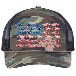 Bass Fishing Fish Lover American Flag Patriotic 4th Of July Cool Gift Retro Rope Trucker Hat Cap