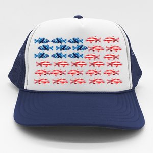 Bass Fishing Fish Lover American Flag Patriotic 4th Of July Cool Gift Trucker Hat