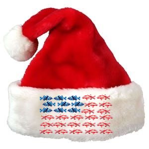 Bass Fishing Fish Lover American Flag Patriotic 4th Of July Cool Gift Premium Christmas Santa Hat