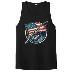 Bass Fishing Fish American Flag Patriotic Fourth Of July Gift PosiCharge Competitor Tank