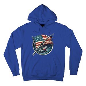 Bass Fishing Fish American Flag Patriotic Fourth Of July Gift Hoodie