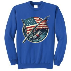 Bass Fishing Fish American Flag Patriotic Fourth Of July Gift Sweatshirt