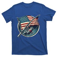 Bass Fishing Fish American Flag Patriotic Fourth Of July Gift T-Shirt