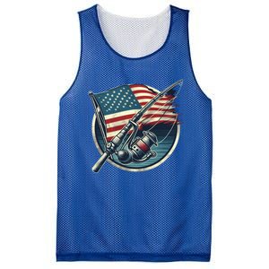 Bass Fishing Fish American Flag Patriotic Fourth Of July Gift Mesh Reversible Basketball Jersey Tank