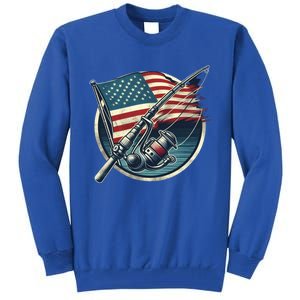 Bass Fishing Fish American Flag Patriotic Fourth Of July Gift Tall Sweatshirt